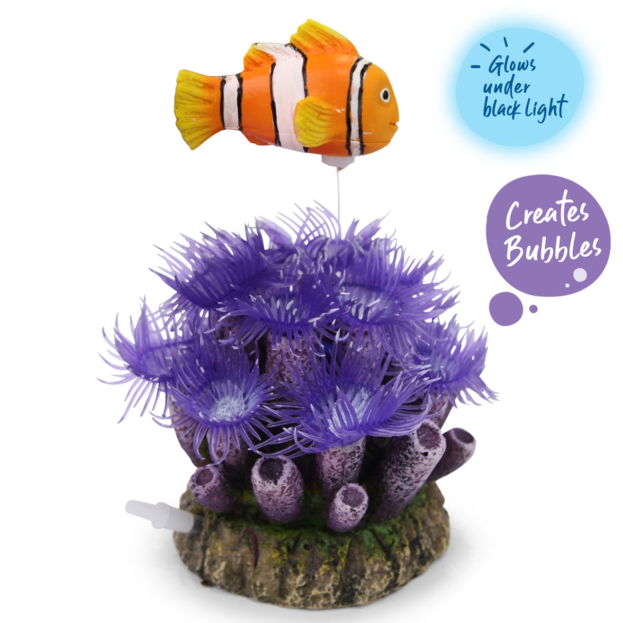 Bubbling Soft Coral With Clownfish - Small - Kazoo Pet Co