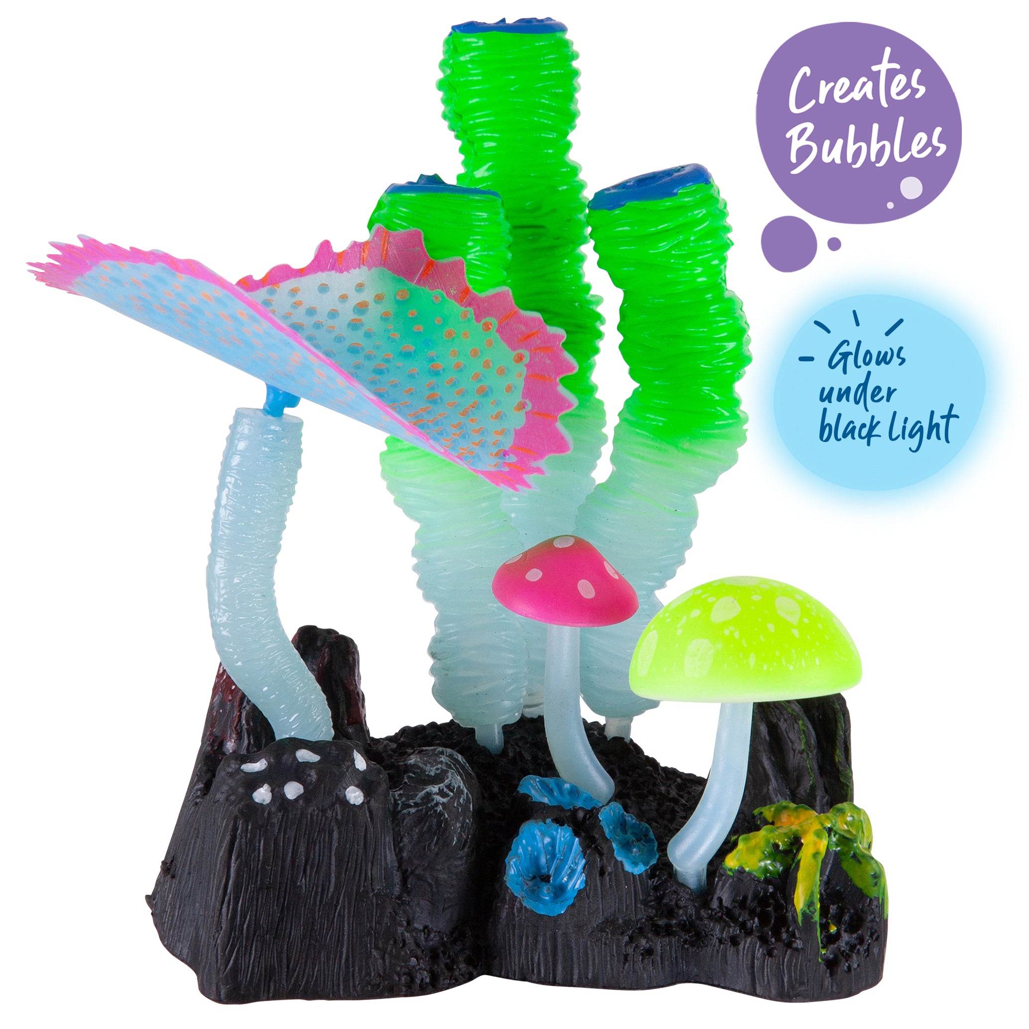 Bubbling Silicone Flat Coral With Green Tunicate Fish Tank Ornament Kazoo Pet Co