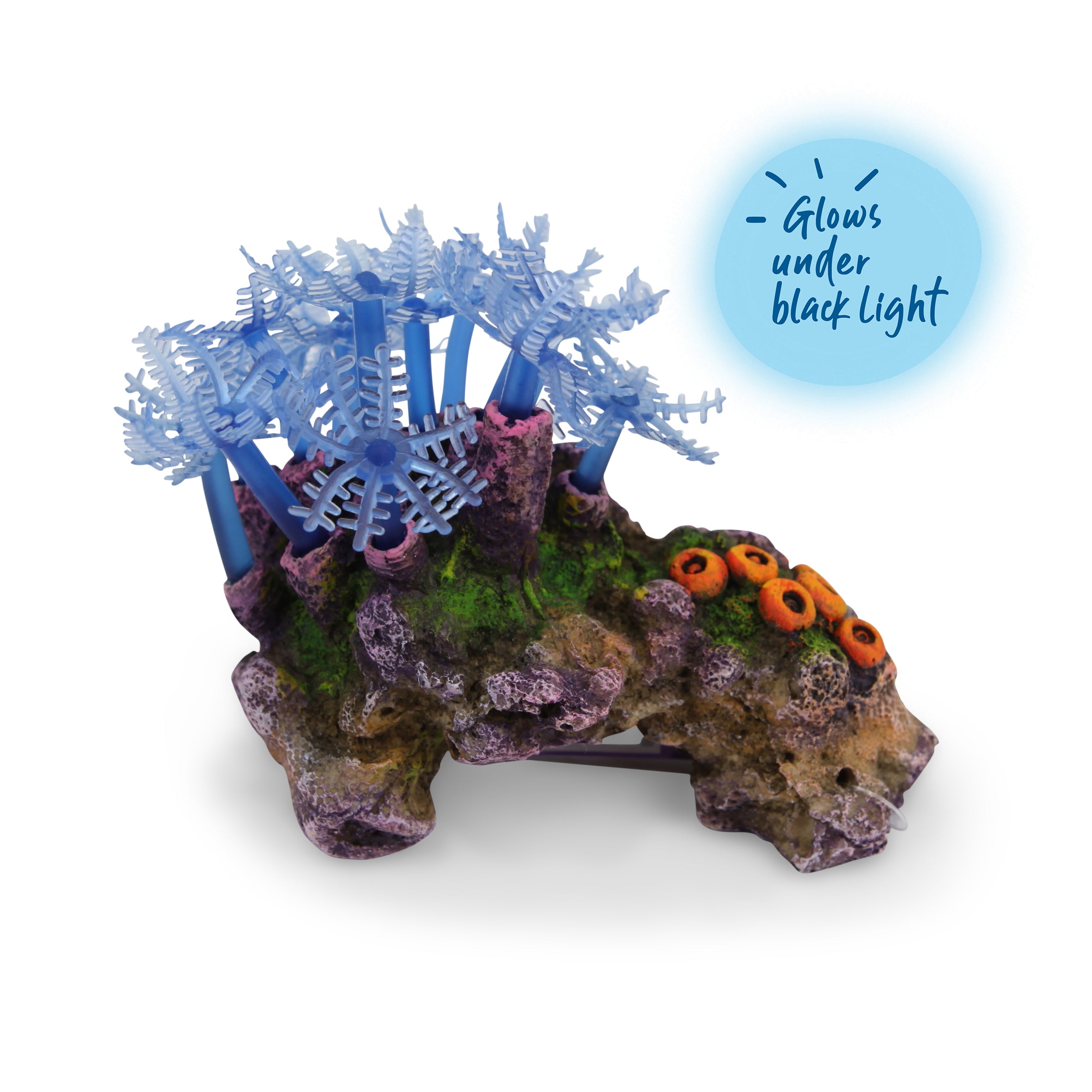 Blue Leaf Coral With Rock Fish Tank Ornament Kazoo Pet Co