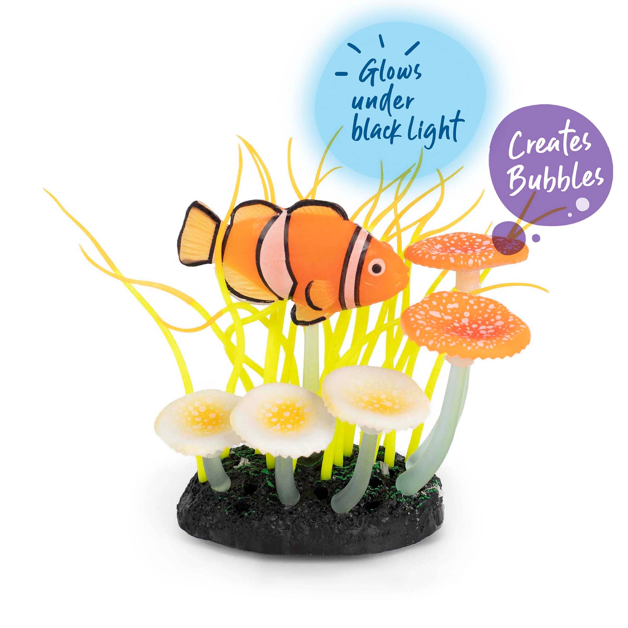 Bubbling Anemone Garden with Clown Fish Tank Ornament Kazoo Pet Co