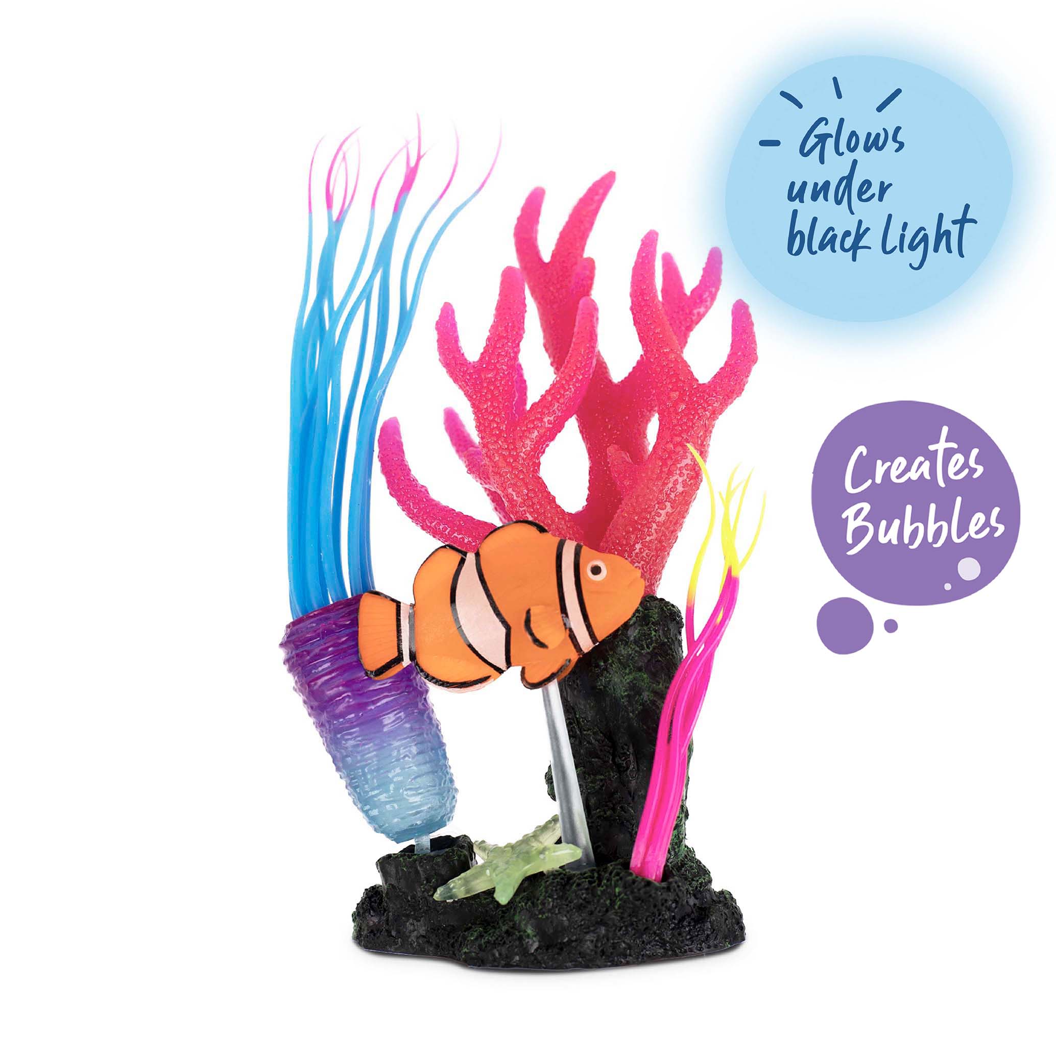 Bubbling Coral Garden with Clown Fish Tank Ornament Kazoo Pet Co