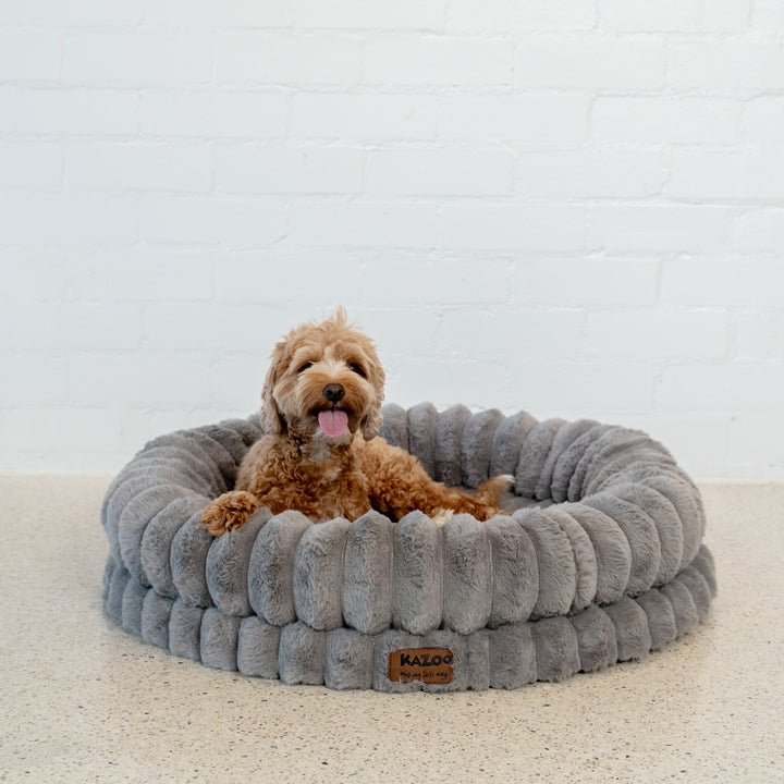 Donut Snuggle Dog Bed - Warm Grey
