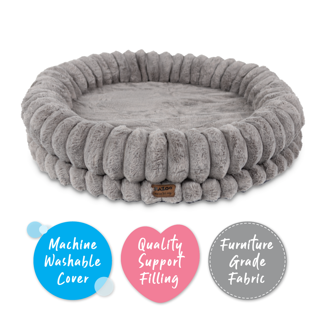 Donut Snuggle Dog Bed - Warm Grey