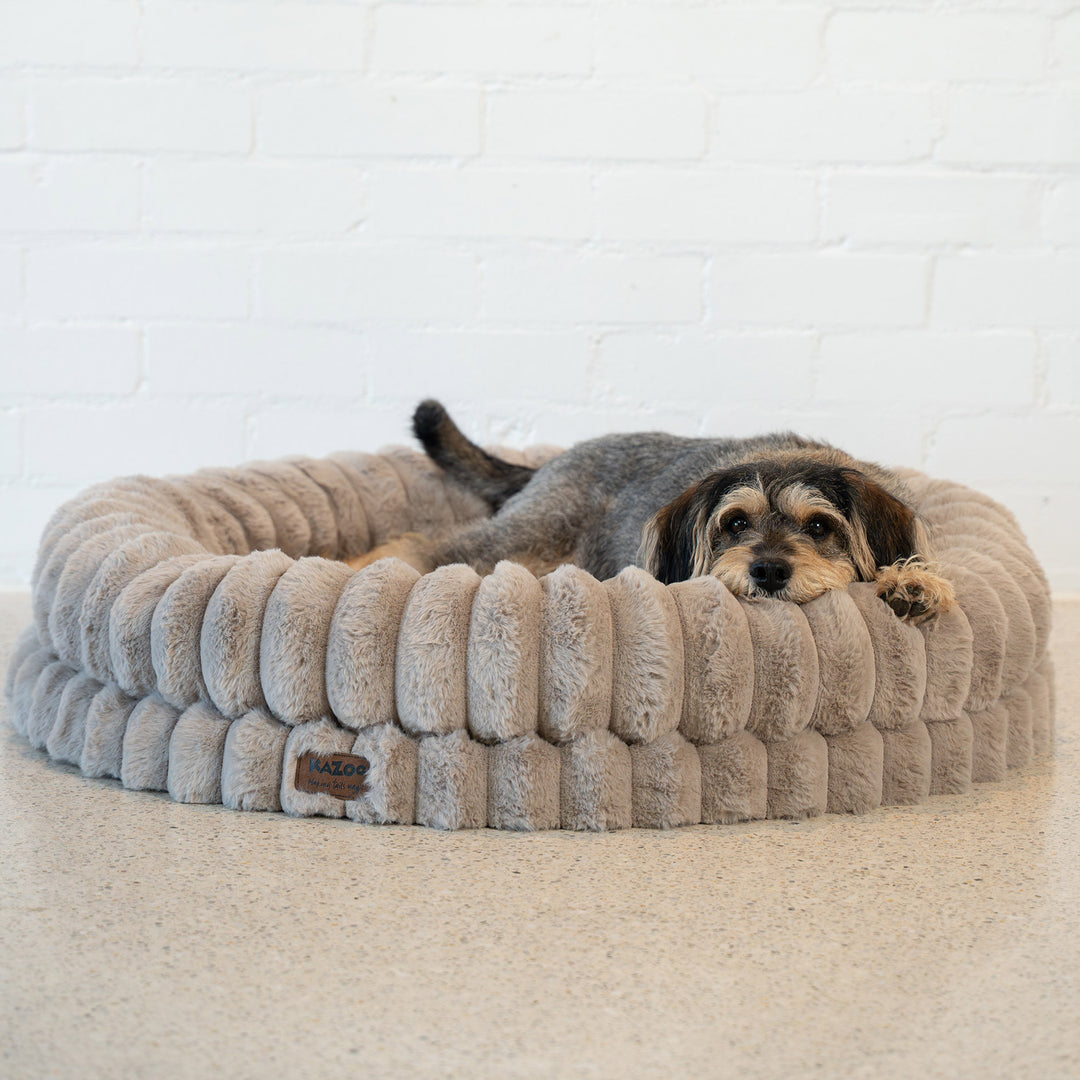 Donut Snuggle Dog Bed - Beige