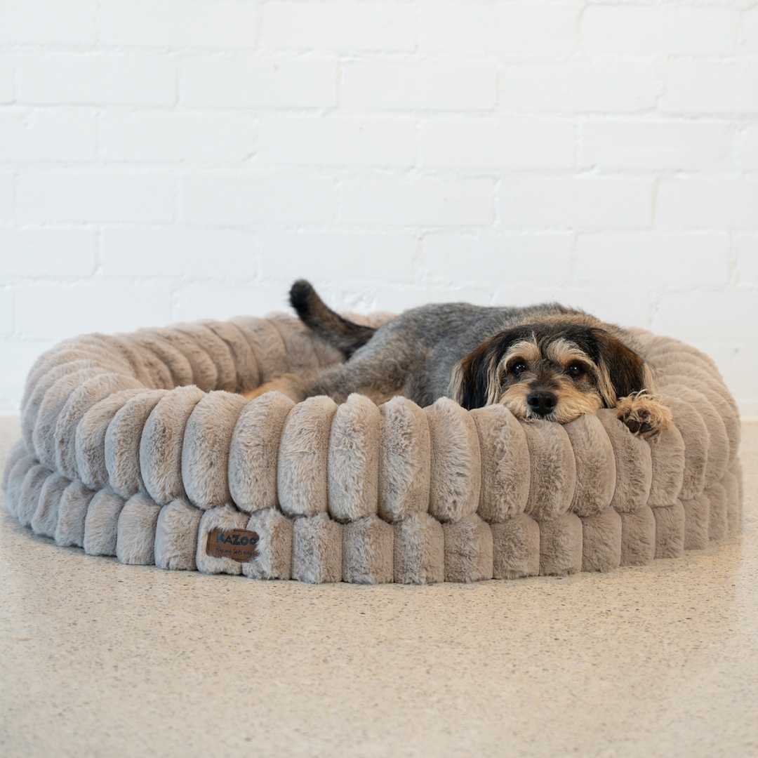 Donut Snuggle Dog Bed - Beige