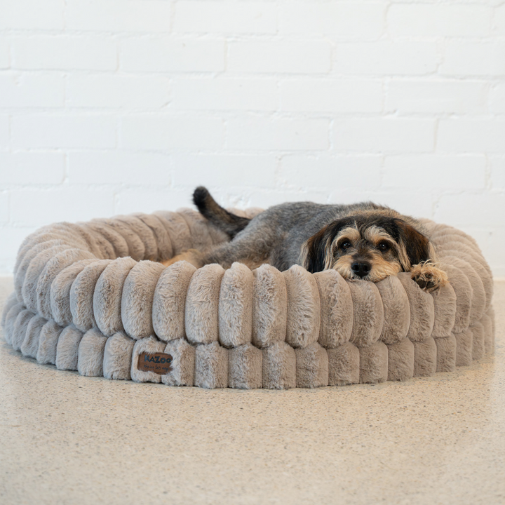 Donut Snuggle Dog Bed - Beige