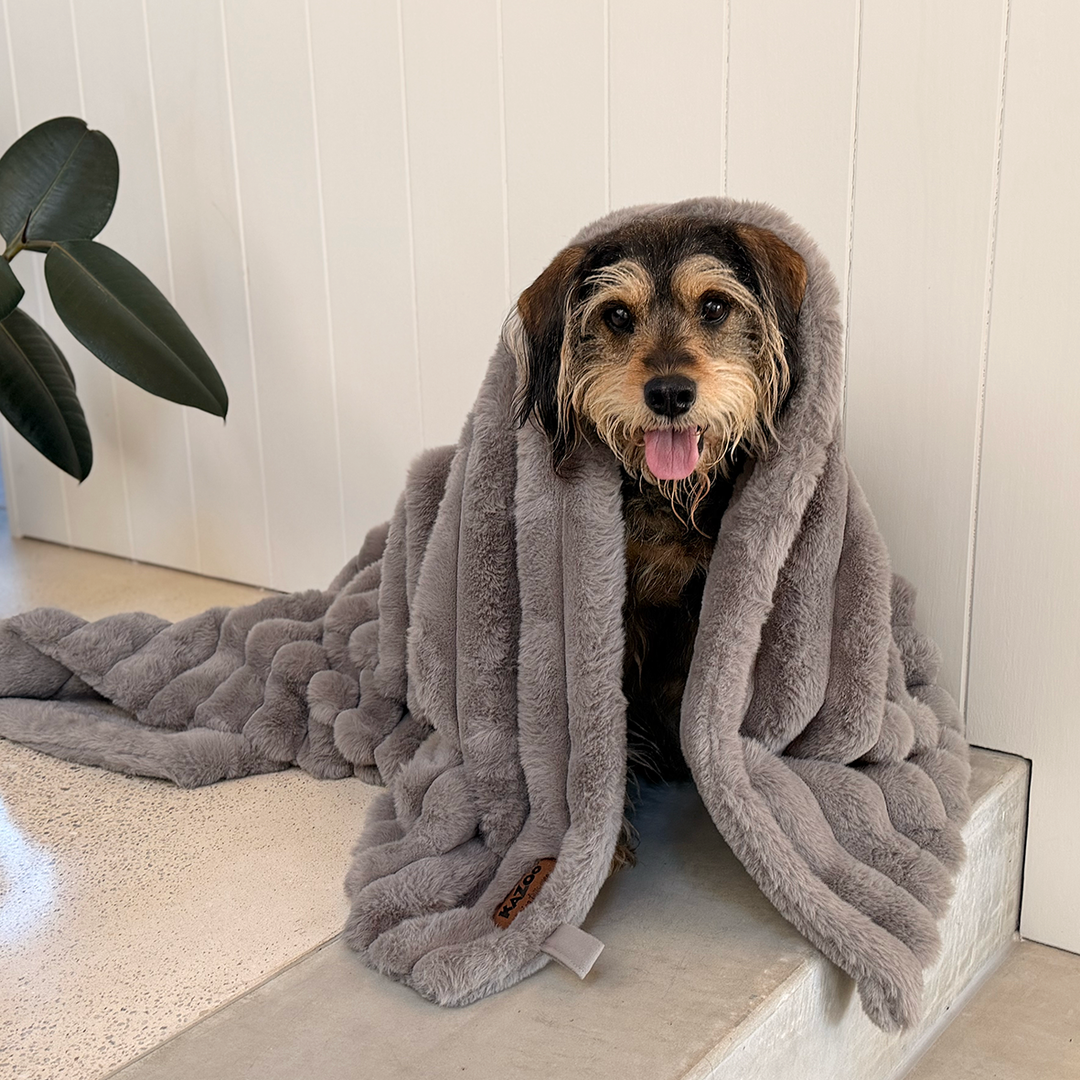 Ribbed Pet Blanket - Warm Grey