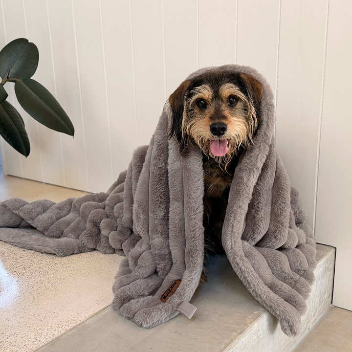 Ribbed Pet Blanket - Warm Grey