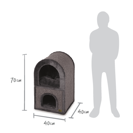 2 Chambers Cat Den - Charcoal