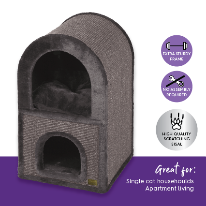 2 Chambers Cat Den - Charcoal
