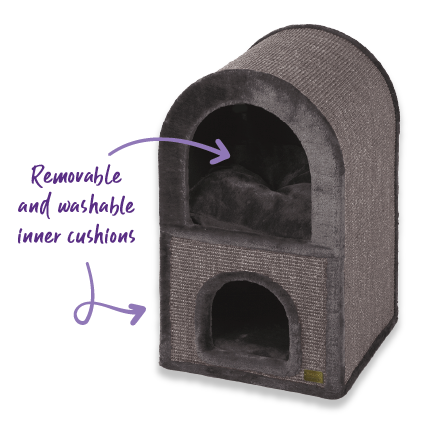 2 Chambers Cat Den - Charcoal