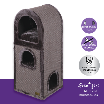 3 Chambers Cat Den - Charcoal