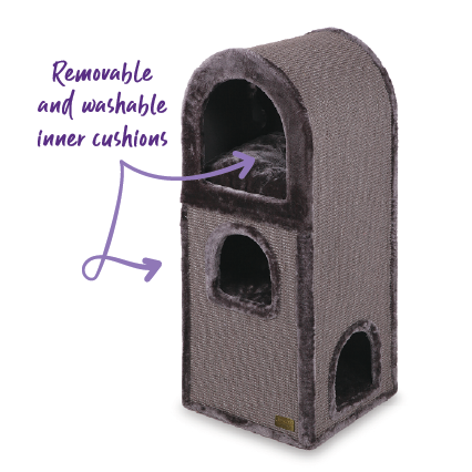 3 Chambers Cat Den - Charcoal