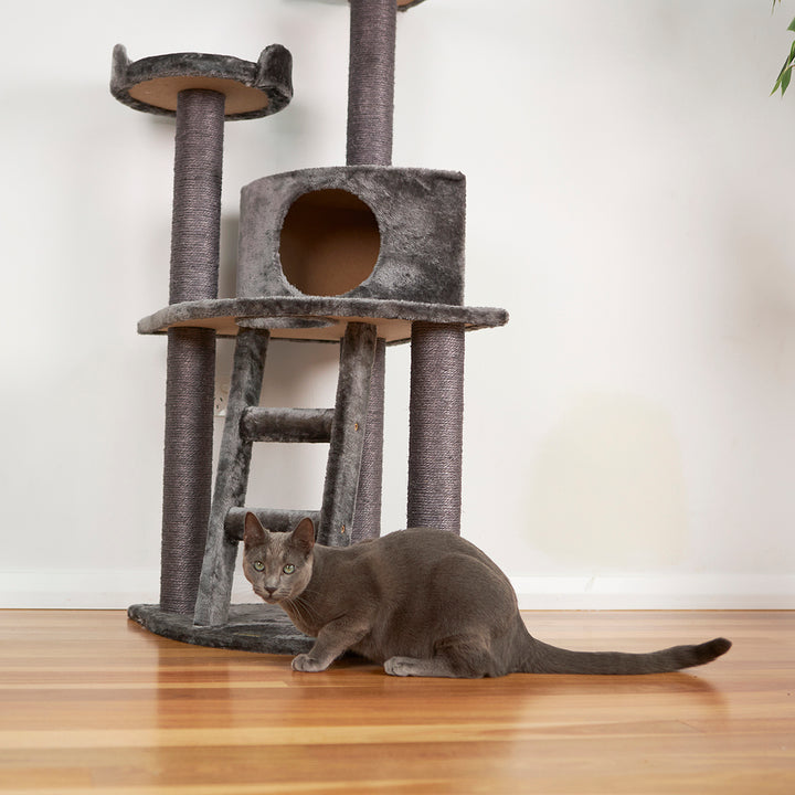 Corner 3 Level Cat Playground - Charcoal