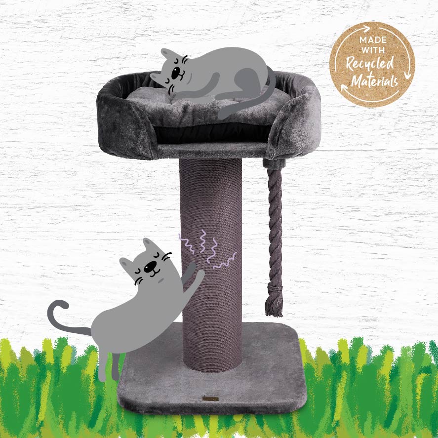 Eco Kitty High Bed Scratch Post - Grey