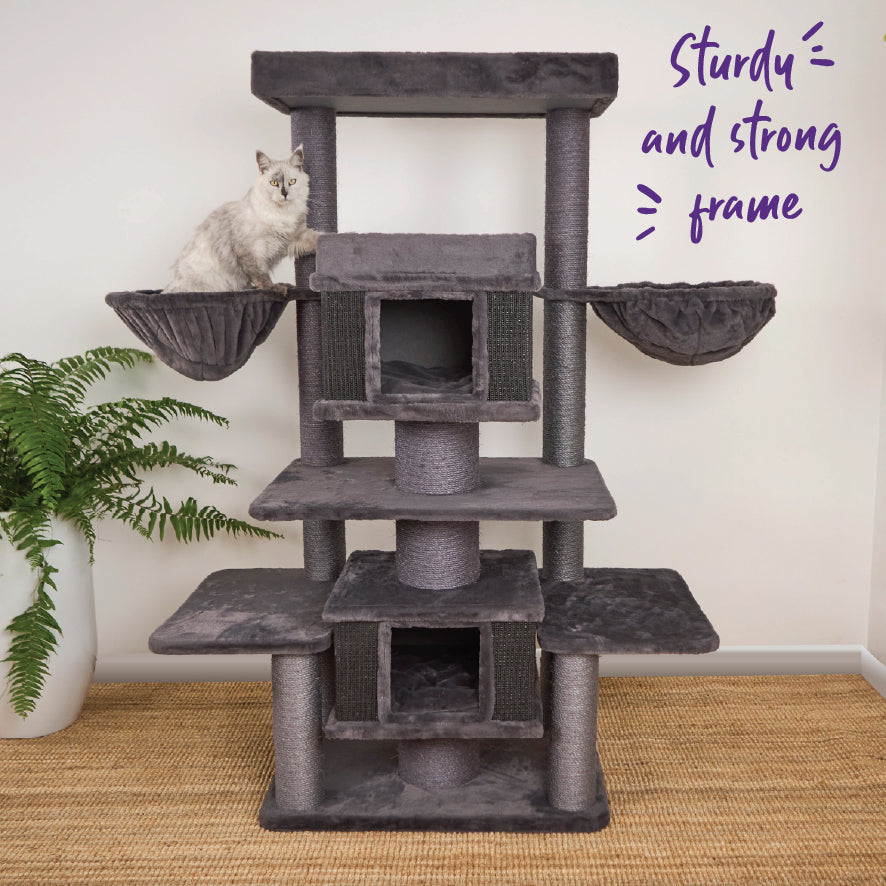 Scratchelor Pad Cat Tree - Grey | Kazoo Pet Co
