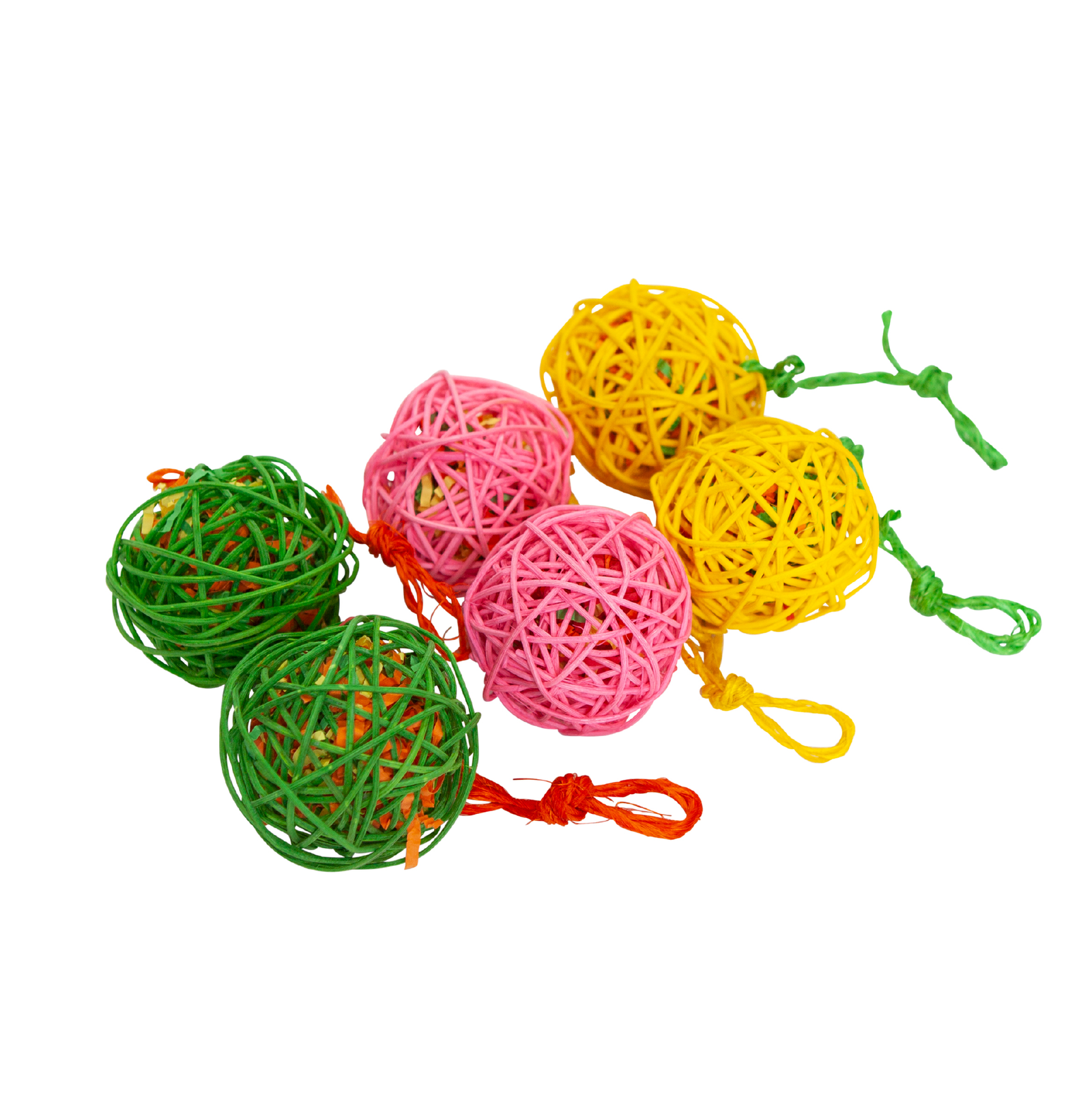 Colourful Wicker Ball - 6 Pack - Kazoo Pet Co