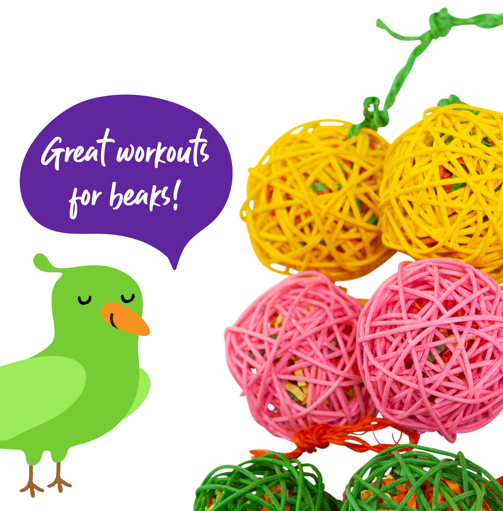 Colourful Wicker Ball - 6 Pack - Kazoo Pet Co
