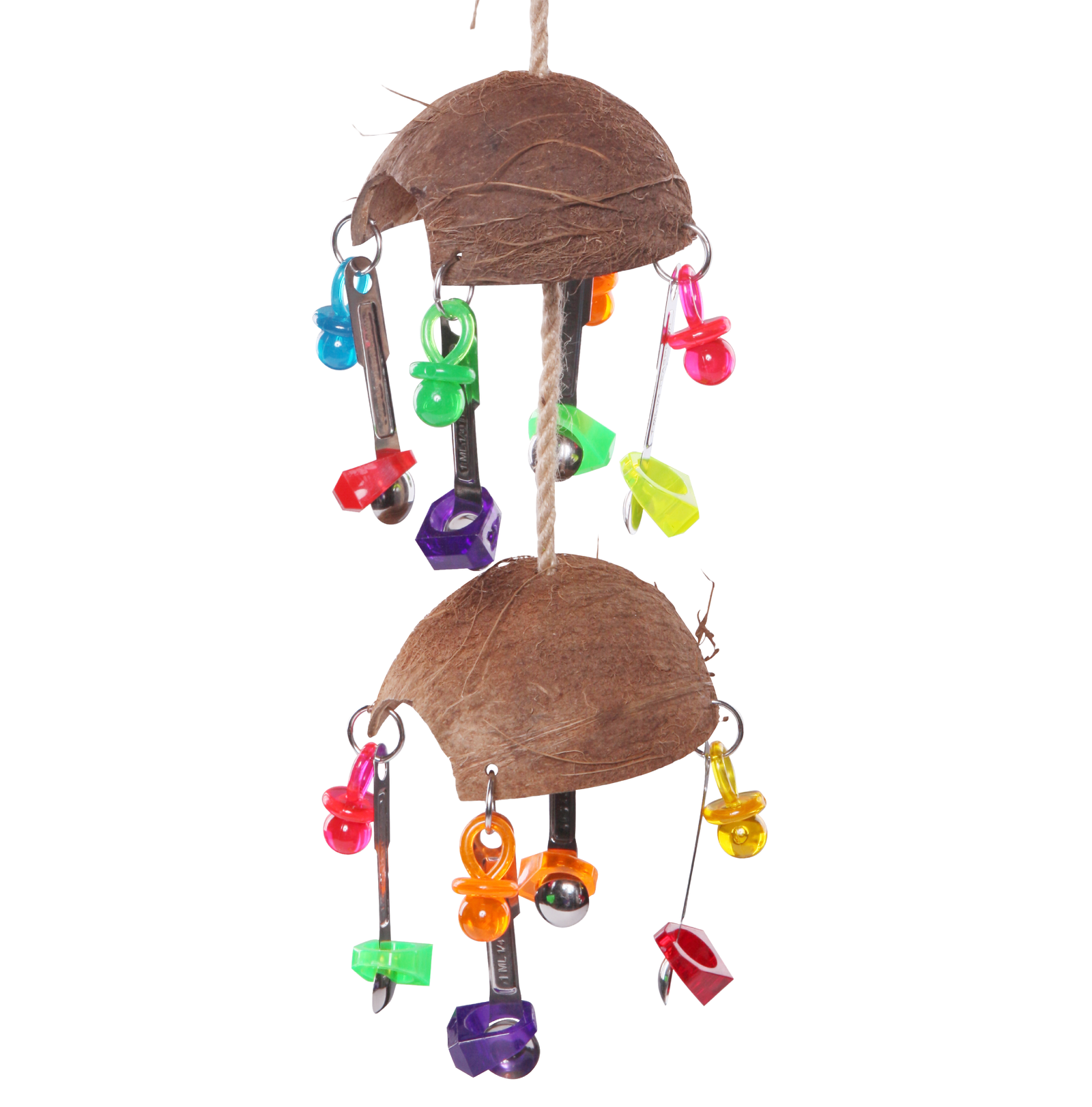 Split Coconut  with Toys and Spoons - Kazoo Pet Co