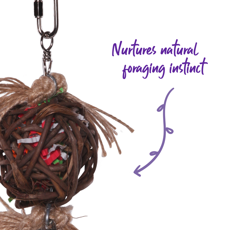 Hanging Wicker Ball with Bell - Kazoo Pet Co