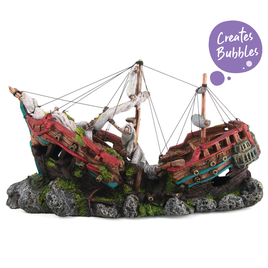 Bubbling Galleon With Cannons - Large - Kazoo Pet Co