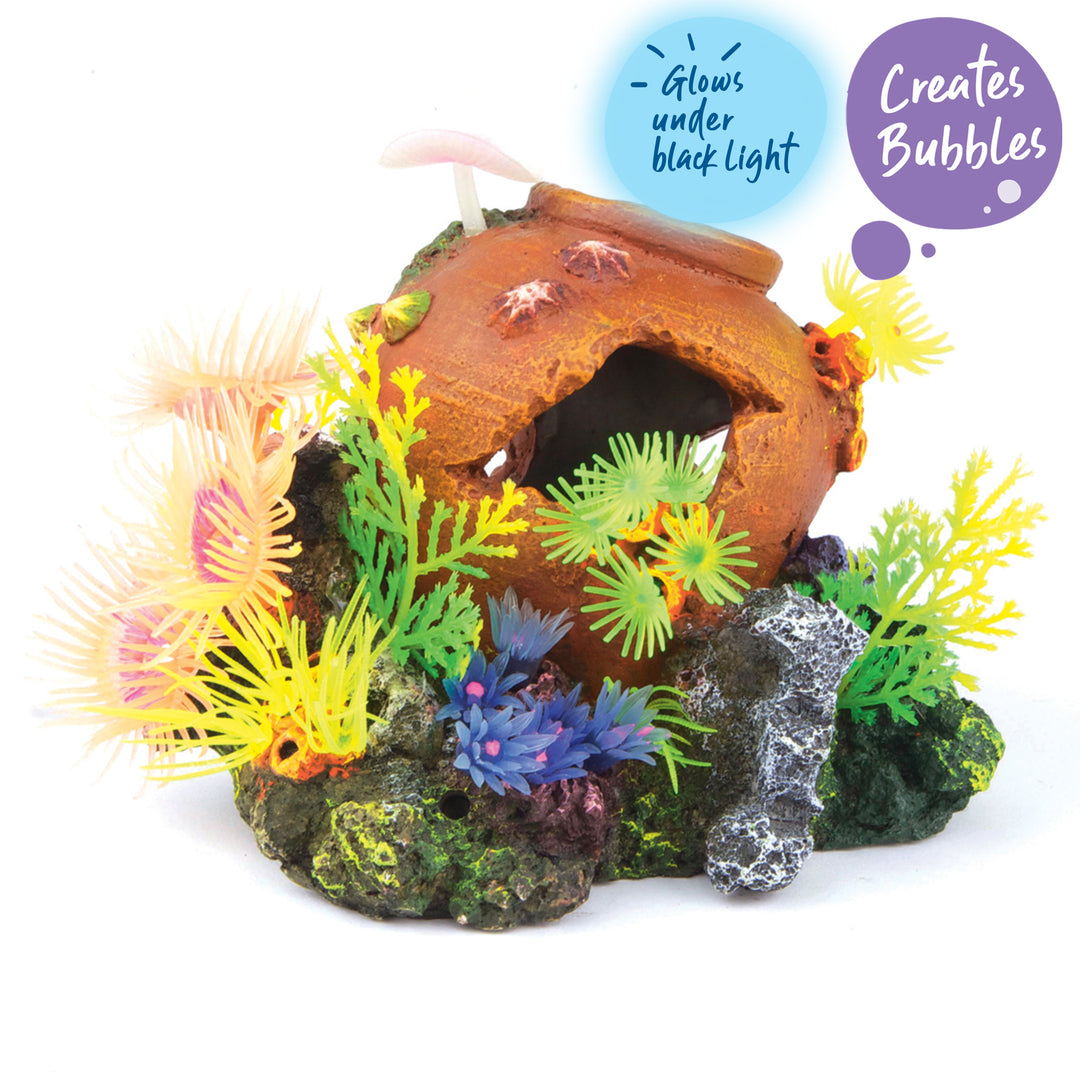 Bubbling Soft Coral With Jar & Plants - Small - Kazoo Pet Co