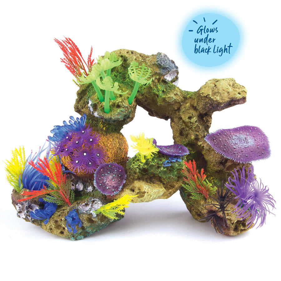 Soft Coral With Rock & Plants - X Large - Kazoo Pet Co