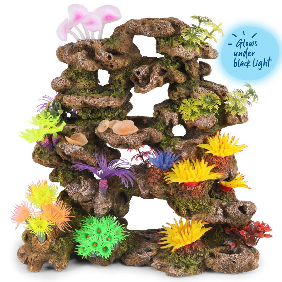 Coral Stone Formation With Plants - Giant - Kazoo Pet Co