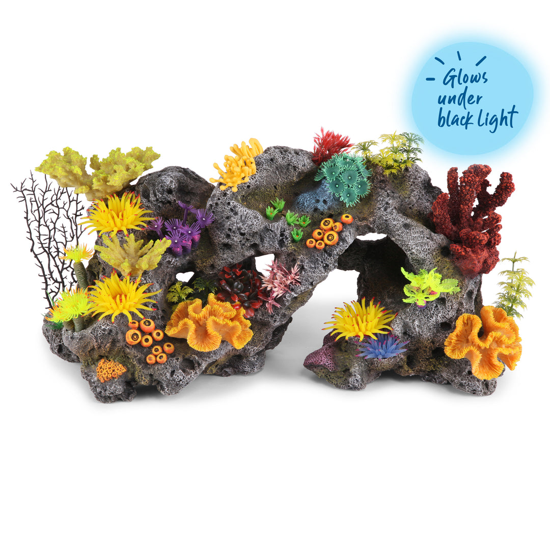 Coral Stone Formation With Plants - Centre Piece - Kazoo Pet Co