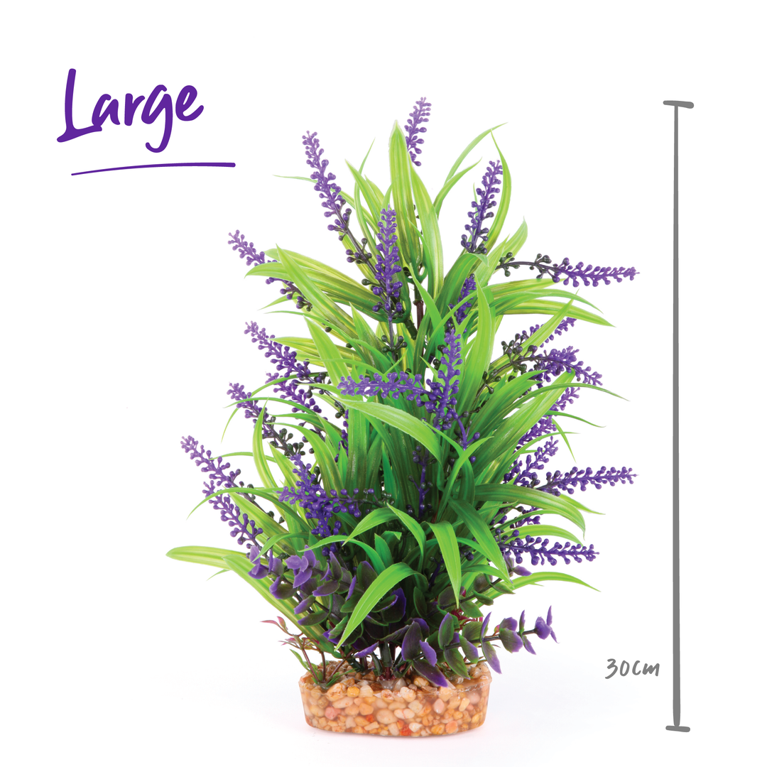 Plush Plant - Thin Leaf With Purple Flower - Kazoo Pet Co