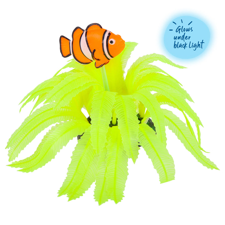Silicone Yellow Fern With Clown Fish - Small - Kazoo Pet Co