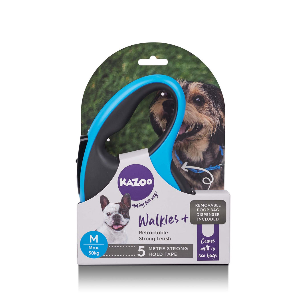 Retractable Dog Lead w/ Poop Bag Dispenser- 5 metre - up to 30kg