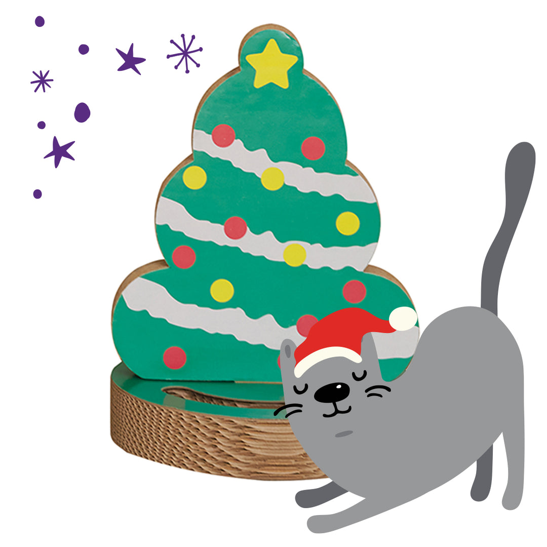 Cat Christmas Tree - Cardboard Scratcher & Ball Game