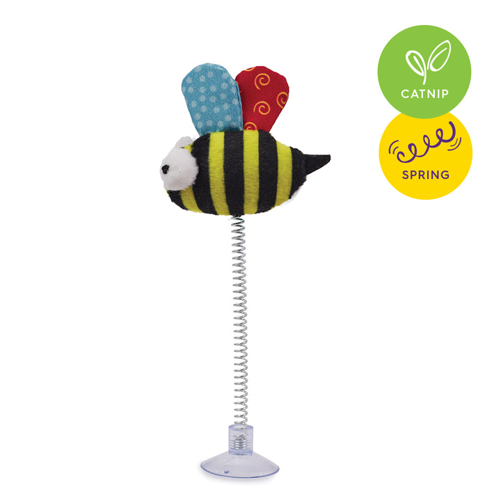 Bouncy Bee with catnip and spring suction cap