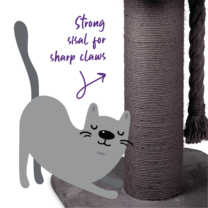 High Bed Cat Scratch Post - Charcoal Plush