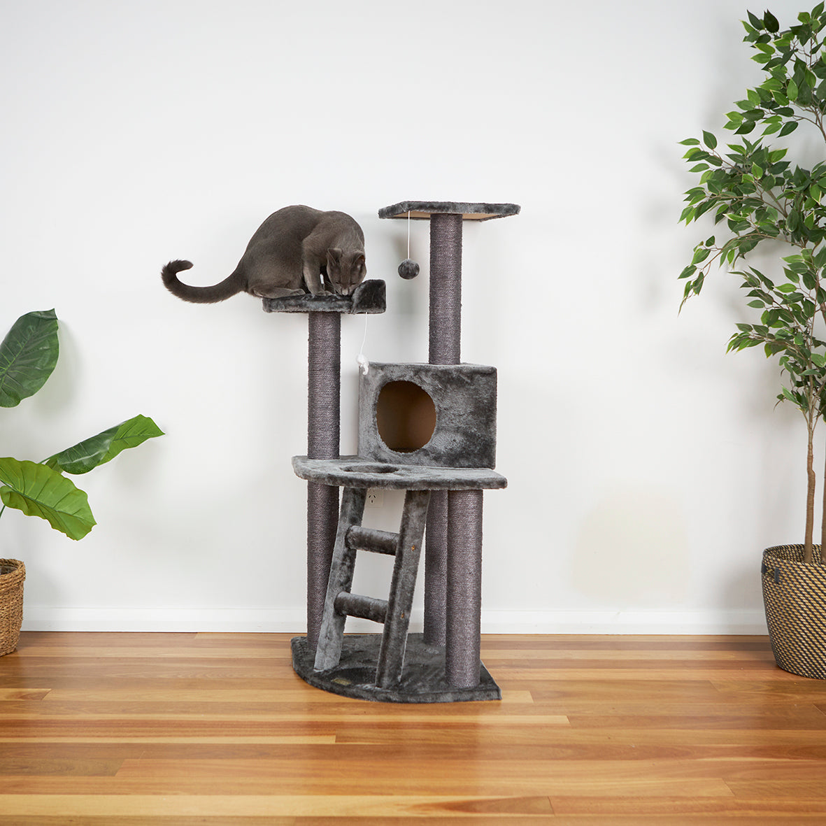 Corner 3 Level Playground - Charcoal - Kazoo Pet Co