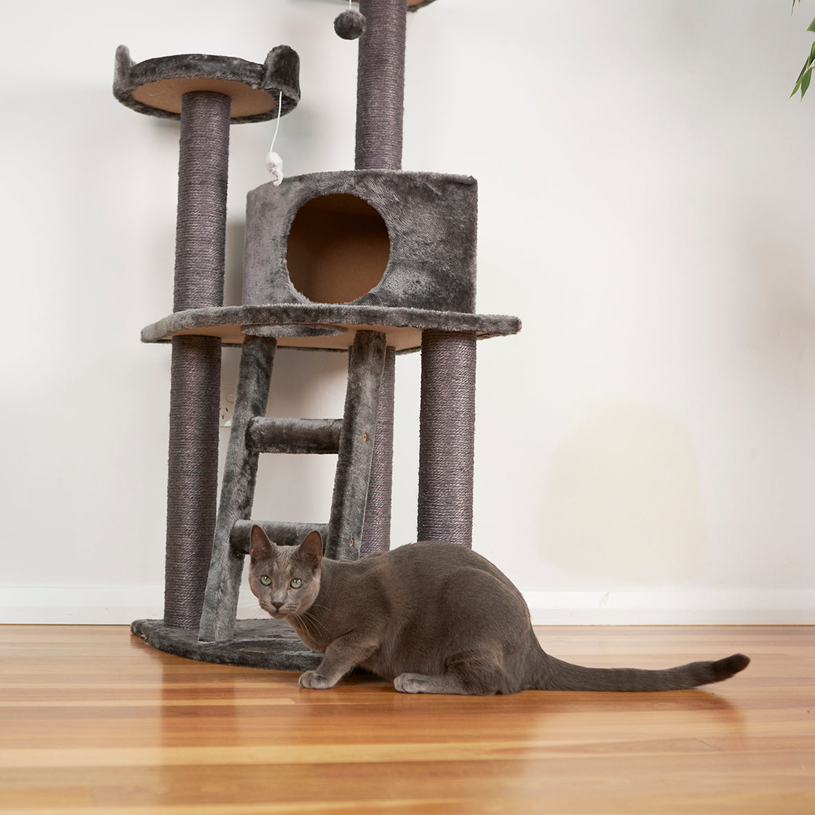Corner 3 Level Playground - Charcoal - Kazoo Pet Co