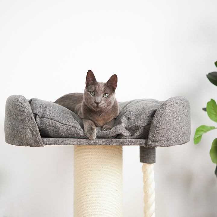 High Bed Sofa Cat Scratch Post - Grey & Cream