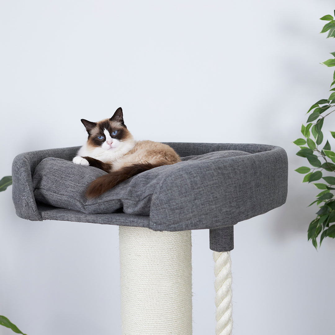High Bed Sofa Cat Scratch Post - Grey & Cream