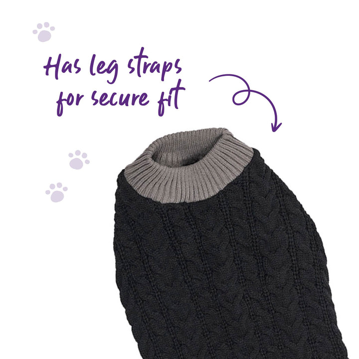 Black Cable Knit Dog Jumper