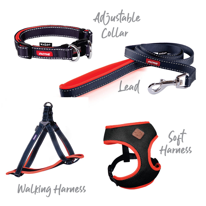 Active Soft Walking Harness - Slate & Orange - Kazoo Pet Co